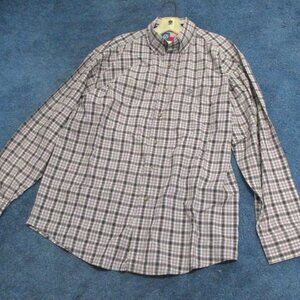 George Strait Wrangler Light Brown Plaid Long Sleeve Large Shirt
